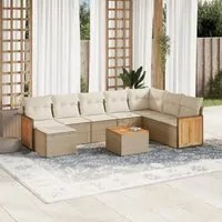 Set Divano da Giardino 9 pz con Cuscini Beige in Polyrattan 3227934