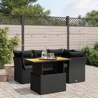 Set Divani da Giardino 5 pz con Cuscini in Polyrattan Nero 3270810