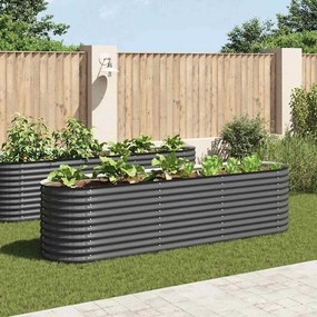 Letto Rialzato Giardino 320x80x81 Cm İn Acciaio Zincato Grigio /