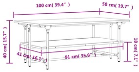 Tavolino Salotto Rovere Marrone 100x50x40cm Legno Multistrato