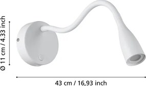 Eglo 901782 - Lampada da parete LED flessibile con porta USB OLIVANDINO LED/3,8W/230V bianco
