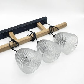 Lampadario a sospensione con cavo LEANDRA 3xE27/15W/230V rovere/nero