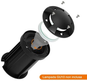 Faretto Carrabile 4 Direzioni GU10 IP67 - NERO con doppio pressacavo