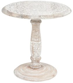 Tavolino da caffè legno di mango chiaro e bianco ø 45 cm JAMBIA Beliani