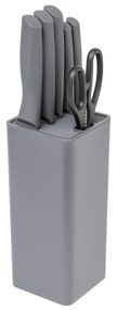 Set 5 colteli, forbici con ceppo grigio