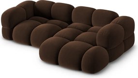 Divano angolare marrone scuro (con penisola a destra/con chaise lounge) con rivestimento in velluto Loretto – Cosmopolitan Design