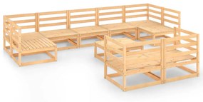 Set divani da giardino 10 pz in legno massello di pino