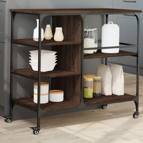 Carrello Cucina Rovere Marrone 100x45x89,5 Cm Legno Multistrato /