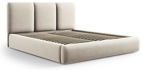 Letto matrimoniale imbottito color crema in velluto con contenitore con rete inclusa 160x200 cm Brody – Mazzini Beds