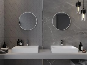 Mexen Loft specchio da bagno rotondo 50 cm, cornice bianca - 9850-050-050-000-20