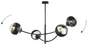 Plafoniera Contemporaneo Oceano Acciaio Nero 4 Luci E14 Ip20