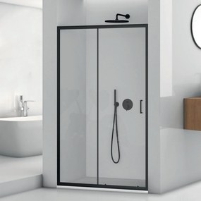 Box Doccia Scorrevole 120 Cm Feridras "T-Special" Nero Opaco/Vetro Trasparente