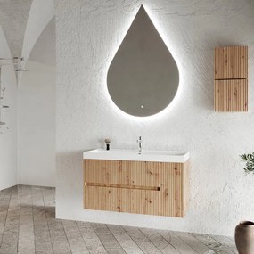 Pensile bagno Portofino rovere oro in vetro, 1 anta apertura da sinistra P 15 x L 30 x H 30 cm