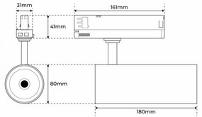 Faro LED 42W per Binario Trifase, 38° + 60° Bianco, PHILIPX Xitanium CRI92 Colore  Bianco Caldo 2.700K