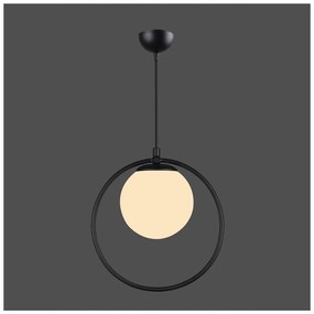 Lampada a sospensione in metallo nero con paralume in vetro ø 15 cm Ates - Squid Lighting