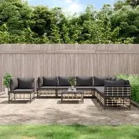 Set Divani da Giardino 9 pz con Cuscini Antracite in Polyrattan 3186811