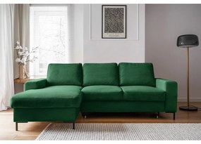 Divano letto in velluto a coste verde scuro (angolo sinistro) Lofty Lilly - Miuform
