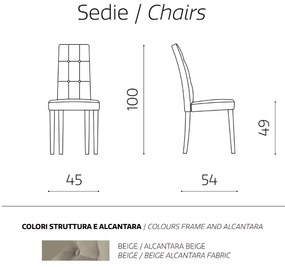 Sedia per cucina in tessuto alcantara Beige DOUGLAS set 2 pezzi