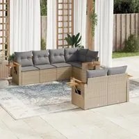 Set Divani da Giardino 7 pz con Cuscini Beige in Polyrattan 3259385