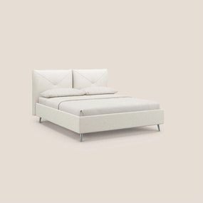 Adone letto imbottito contenitore a doppia pannellatura in bouclet impermeabile T07 bianco
