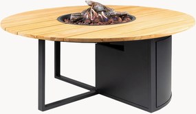 Tavolino da caffè rotondo da esterno Cosiloft con braciere e piano in legno di teak
