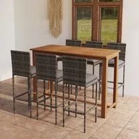 Set da Bar da Giardino 7pz con Cuscini Grigio 3068007