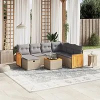 Set Divano da Giardino 8 pz con Cuscini Beige Misto Polyrattan 3265770