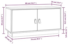 Mobile Porta TV Bianco 80x34x40 cm in Legno Massello di Pino