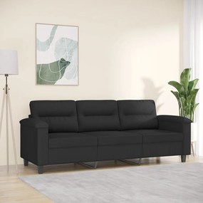 Divano A 3 Posti Nero 180 Cm İn Tessuto Microfibra /
