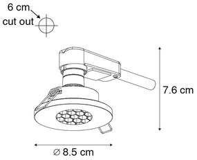 Set di 6 faretti da incasso moderni neri IP54 per bagno - Shed Honey