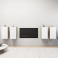 Mobili TV Bianchi e Rovere Sonoma 4 pz 30,5x30x60 cm Truciolato 3079265