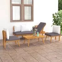 Set Divani da Giardino 4 pz con Cuscini in Massello di Acacia 3087010