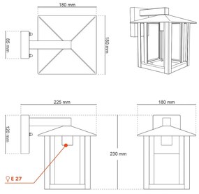 Applique Bianca E27, IP54 per Esterni - Serie PILLAR Base E27