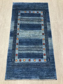 Loribaft Tappeto 70 x 140 Blu (Iran) Annodato A Mano