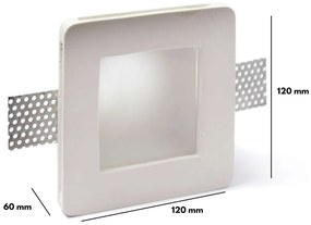 Portafaretto GU10 e MR16 in Gesso Pitturabile con Copertura Satinata Quadrato Ø120x120 mm