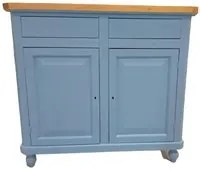 Madia credenza shabby 2 porte legno azzurro noce 104x43x98