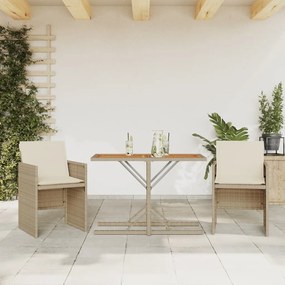 Set Da Bistrò 3 Pz Con Cuscini Beige İn Polyrattan /