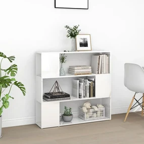 Libreria/divisorio bianco lucido 100x24x94 cm