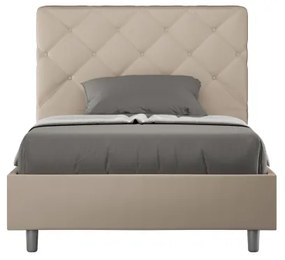 Letto una piazza e mezza contenitore imbottito 120x210 similpelle tortora Priya