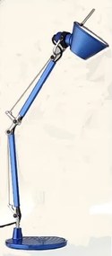 Artemide Tolomeo micro tavolo alogeno blu metalizzato completo di base