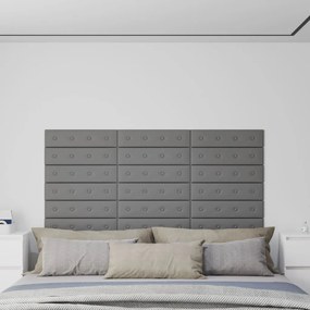 Pannelli Murali 12 Pz Grigi 60x15 Cm Similpelle 1,08 M² /