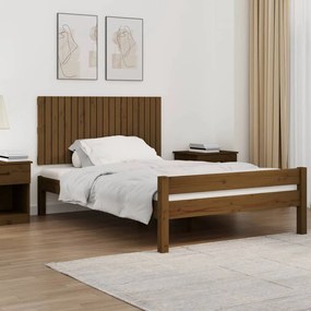 Testiera Da Parete Ambra 127,5x3x60cm İn Legno Massello Di Pino /