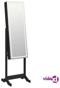 vidaXL Armadietto Portagioie a Specchio con Luci LED Autoportante Nero