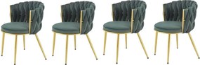Set di 4 sedie K517 velluto verde/oro