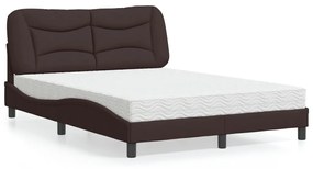Letto Con Materasso Marrone Scuro 120x200cm Tessuto /