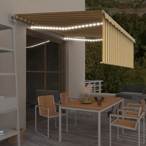 Tenda Automatica Con Sensore Vento Led 4,5x3m Gialla/bianca /