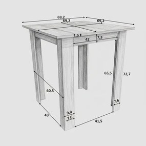 Tavolo da pranzo quadrato LEVI quercia