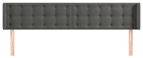 Testiera ad orecchio grigio scuro 183x16x78/88 cm in velluto