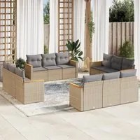 Set Divano da Giardino 12 pz con Cuscini Beige Misto Polyrattan 3225835