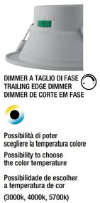 LOONY Faretto LED incasso tondo bianco dimmerabile 14W CCT regolabile